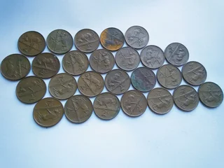 Old coins, South Africa 1cent, 2cent, 5cent, 10cent, 20cent