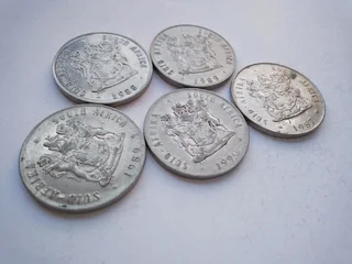 Old coins, South Africa 1cent, 2cent, 5cent, 10cent, 20cent