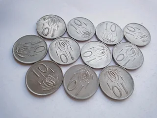 Old coins, South Africa 1cent, 2cent, 5cent, 10cent, 20cent