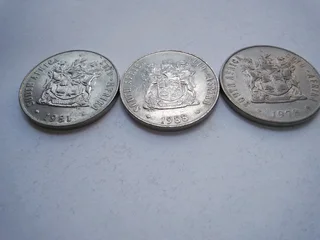 Old 50 cent coins, South Africa