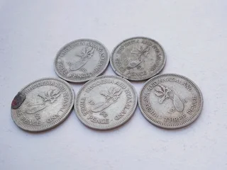 Rhodesia 3d Coins, 1956, 1962, 1964
