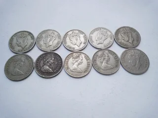 Rhodesia 3d Coins, 1947, 1948, 1949, 1951, 1952(2), 1968(6)