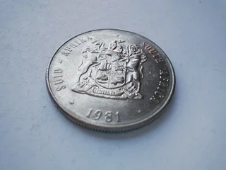 R1 South Africa 1981 nickel coin, (2 of 3)
