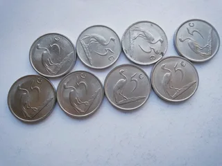 Old 5 cent coins, South Africa (great condition)