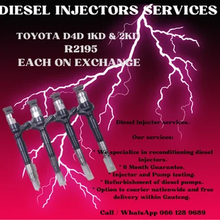 Toyota D4d 1kd & 2kd Diesel Injectors For Sale On Exchange Or To Recon