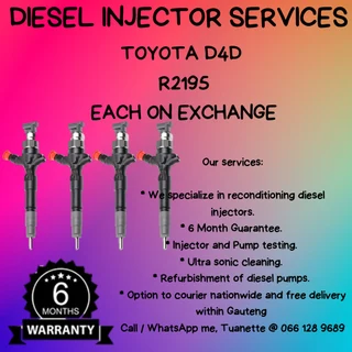 Toyota D4d Diesel Injectors For Sale On Exchange With Warranty