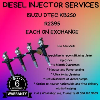 ISUZU DTEC KB250 DIESEL INJECTORS FOR SALE ON EXCHANGE WITH WARRANTY