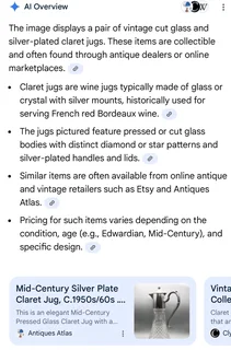 Antique silver plated cut glass jugs/ decanters (pair)