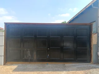 Double wooden garage door