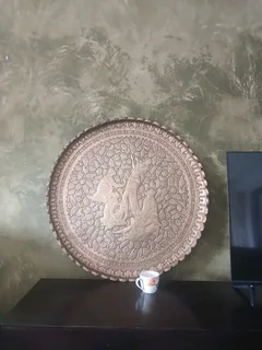 Magnificent 1-Meter Vintage Hand-Engraved Persian Brass Wall Art / Table Top