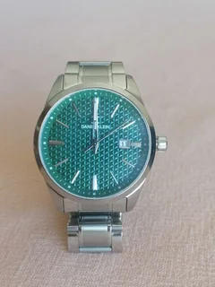 Daniel Klein Silver Plated Green Dial Stainless Steel Bracelet Watch