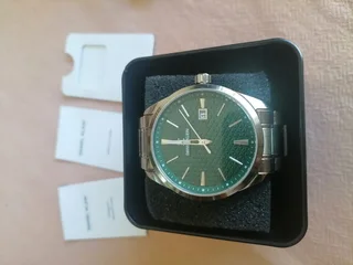 Daniel Klein Silver Plated Green Dial Stainless Steel Bracelet Watch