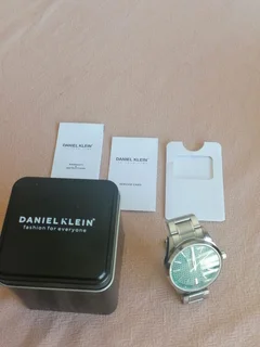 Daniel Klein Silver Plated Green Dial Stainless Steel Bracelet Watch