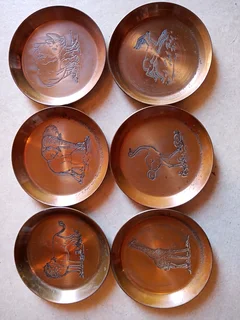 Vintage bronze glass coasters