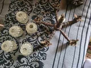 Vintage Wooden Chandelier Complete, read add, WhatsApp only
