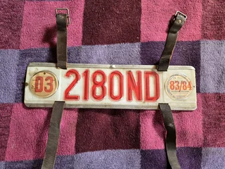 Vintage Number Plate With Leather Straps, read add, WhatsApp only