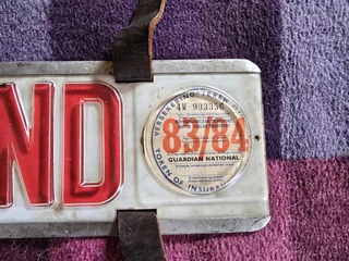 Vintage Number Plate With Leather Straps, read add, WhatsApp only