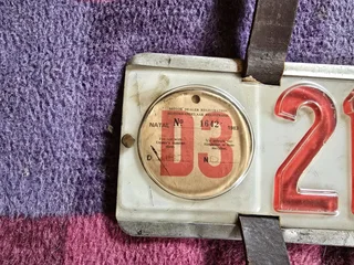 Vintage Number Plate With Leather Straps, read add, WhatsApp only