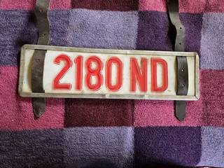 Vintage Number Plate With Leather Straps, read add, WhatsApp only