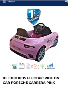 Girls electric ride on car Porsche Carrera pink color R2000 Cash