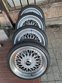 A set if 18inch BBS mags and tyres pcd 4/100 and 4/114