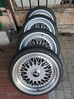 A set if 18inch BBS mags and tyres pcd 4/100 and 4/114