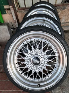A set if 18inch BBS mags and tyres pcd 4/100 and 4/114