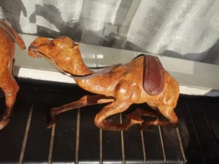 Vintage Leather Bound Handcrafted Middle Eastern Camel Set