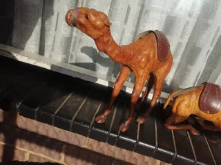 Vintage Leather Bound Handcrafted Middle Eastern Camel Set