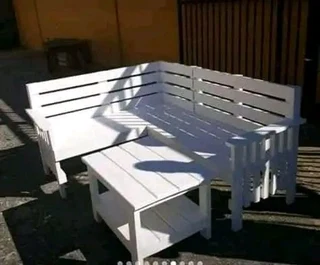 L shape benches