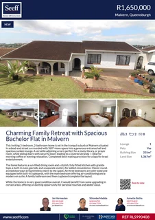 3 Bedroom house with bachelor flat for sale in Malvern - R1 650 000