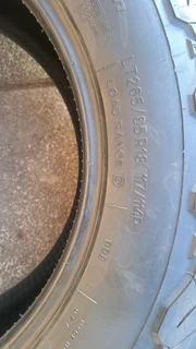 A set of 265/65R18 bfgoodrich tires available, leave your whatsapp number if interested.