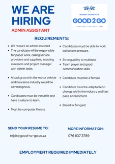 INSURANCE ADMIN JOB