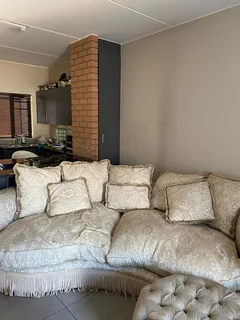 Luxury Cream Brocade 5-Seater Sofa