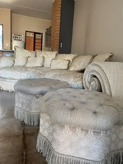 Luxury Custom-Made Bullion Fringe Ottomans(Pair)