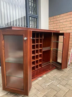 Genuine Wood Wine Rack Cupboard with Glass Top