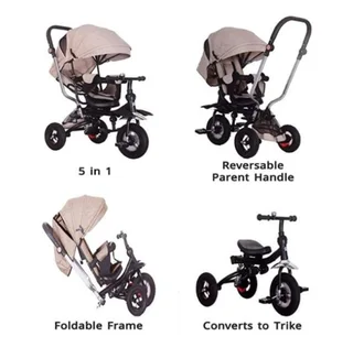 (Like New) Little Bambino Trendsetter 5 in 1 Canopy Kids Tricycle (Grey)