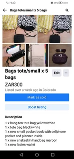 Bags various x 5 all for R200