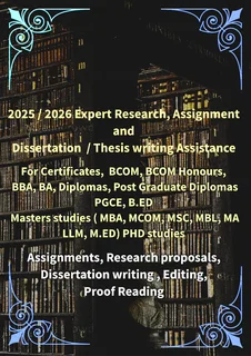 Expert and Affordable assistance for Research proposals /Assignments and Dissertations for 2025/2026
