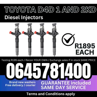 Royota D4D 1 and 2kd Diesel Injectors for sale