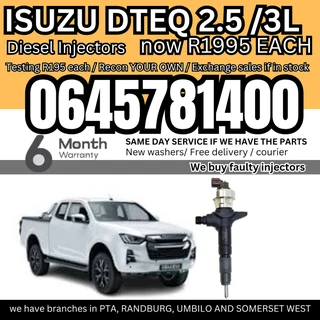 Isuzu Dteq 2.5 / 3L diesel injectors for sale