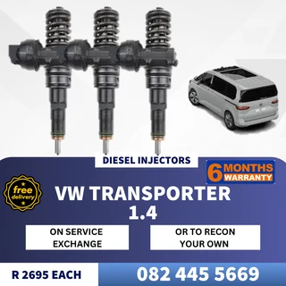 VW Transporter 1.4 Diesel Injectors for sale on service exchange or to recon
