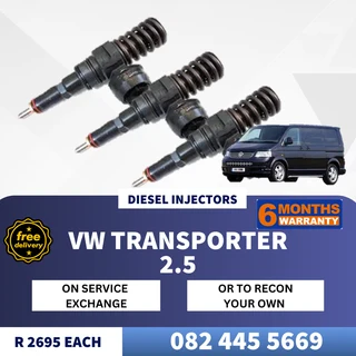 VW Transporter 2.5 Diesel Injectors for sale on service exchange or to recon