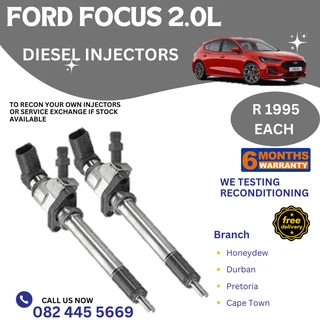 Ford Focus 2.0L Diesel Injectors for sale on service exchange or to recon