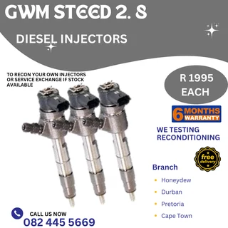 GWM Steed 2.8 Diesel Injectors for sale on service exchange or to recon