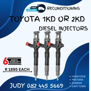 Toyota 1KD or 2KD Diesel Injectors for sale on service exchange or to recon