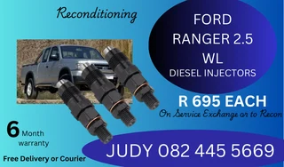 Ford Ranger 2.5 WL Diesel Injectors for sale on service exchange or to recon