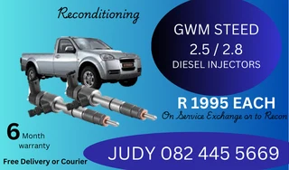 GWM Steed 2.5 / 2.8 Diesel Injectors for sale on service exchange or ot recon