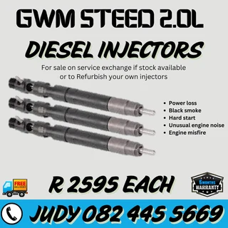 GWM Steed 2.0L Diesel Injectors for sale on service exchange or to recon