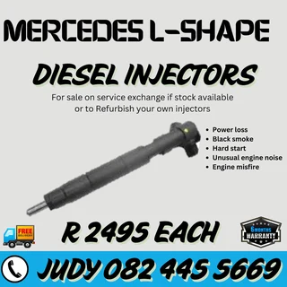 Mercedes L-Shape Diesel Injectors for sale on service exchange or to recon